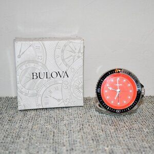 BULOVA Orange Stainless Steel Diver Snorkel Travel Alarm Clock